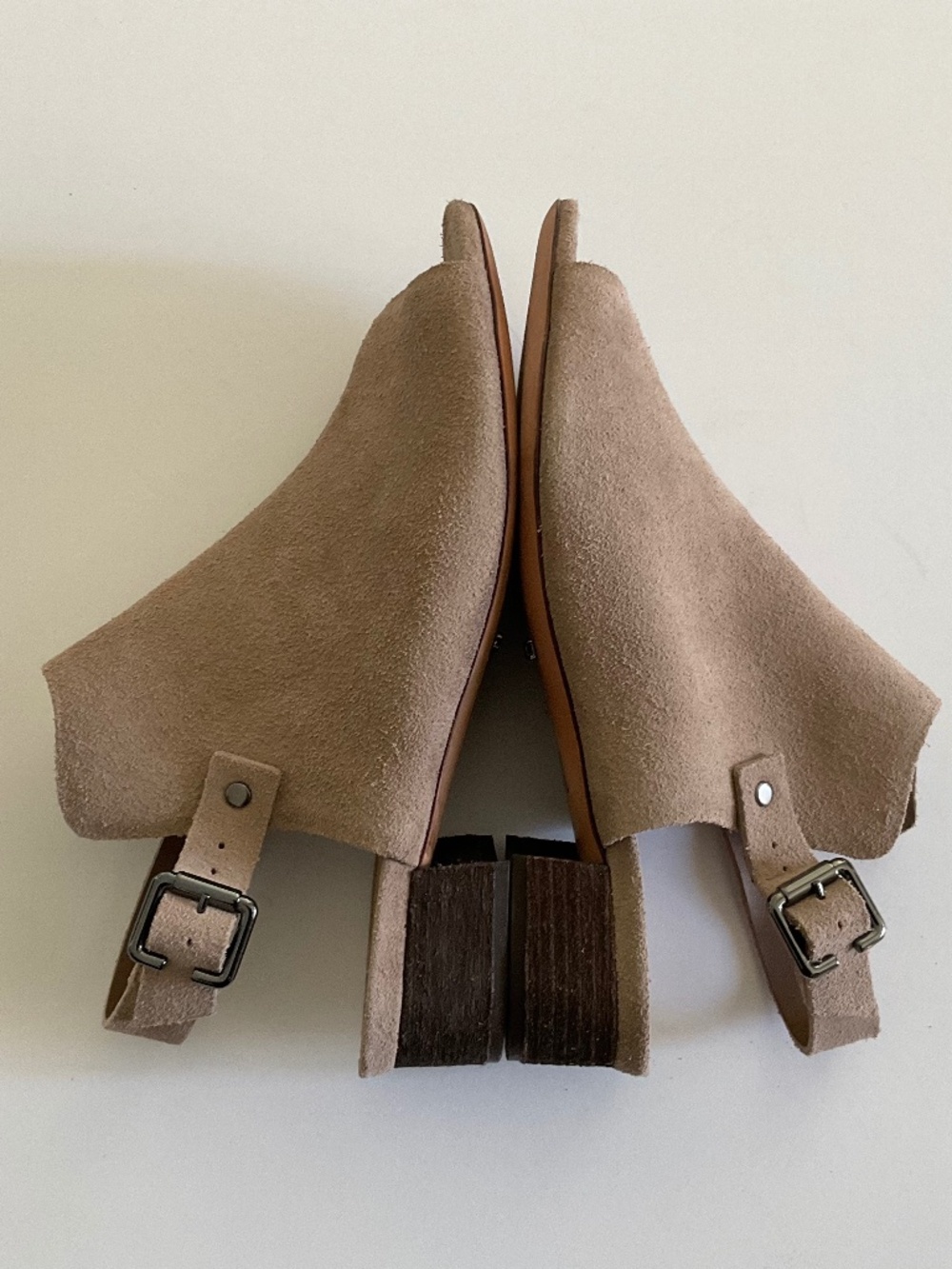 SCHUTZ Slingback Peep-Toe Tan Suede Booties Size 8 - Picture 3 of 11